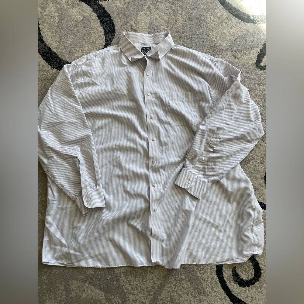 🩷 3/$18 Jos. A. Bank Traveler's Collection Shirt - White and red 100% cotton